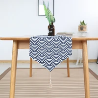 japanese style double layer cotton tea table fabric dining table decor coffe table wave ripple plaid tea plate pad table runners