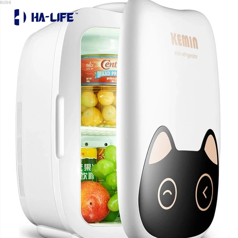 HA-Life 12V 220V Cute Mini Refrigerator Breast Milk Storage Fresh Portable Fridge Home Used 10L Refrigerator Mini Fridges