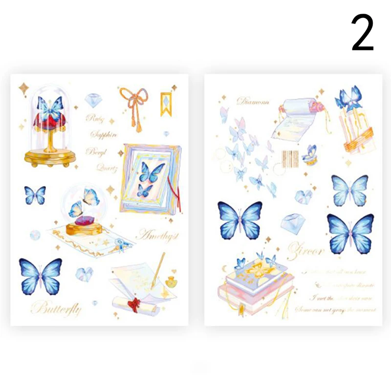 

4 Styles 2pcs/lot PET Stickers Butterfly Scrapbooking Label Stationery Stickers