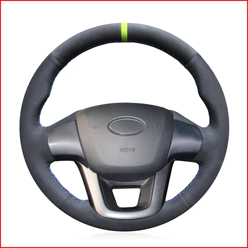 MEWANT черный замшевый кожаный чехол на руль для Kia K2 Rio 2011 2012 2013 2014 2015 2016 аксессуары -
