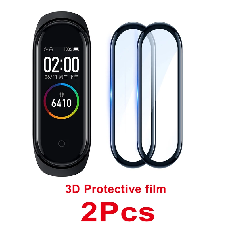 3D Film Для Mi Band 4 3 ремешок на запястье металлический браслет из нержавеющей стали для Xiaomi Mi Band 4 3 напульсники MiBand 4 3 Band 4 Pulseira Miband4 - Цвет: 3D Film