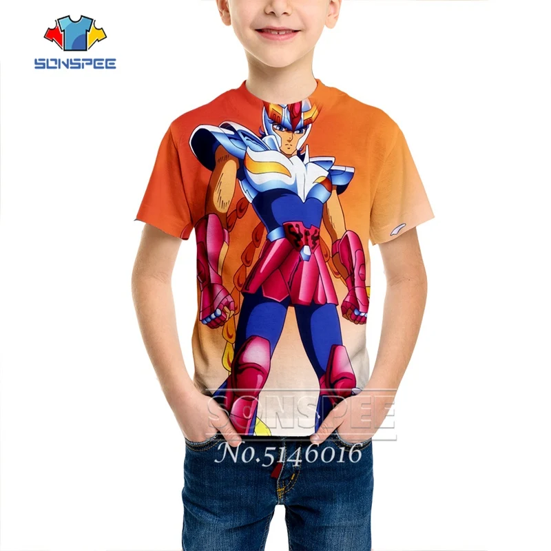SONSPEE/футболка с 3D принтом аниме Saint Seiya Детский Пуловер В Стиле Хип Хоп Harajuku