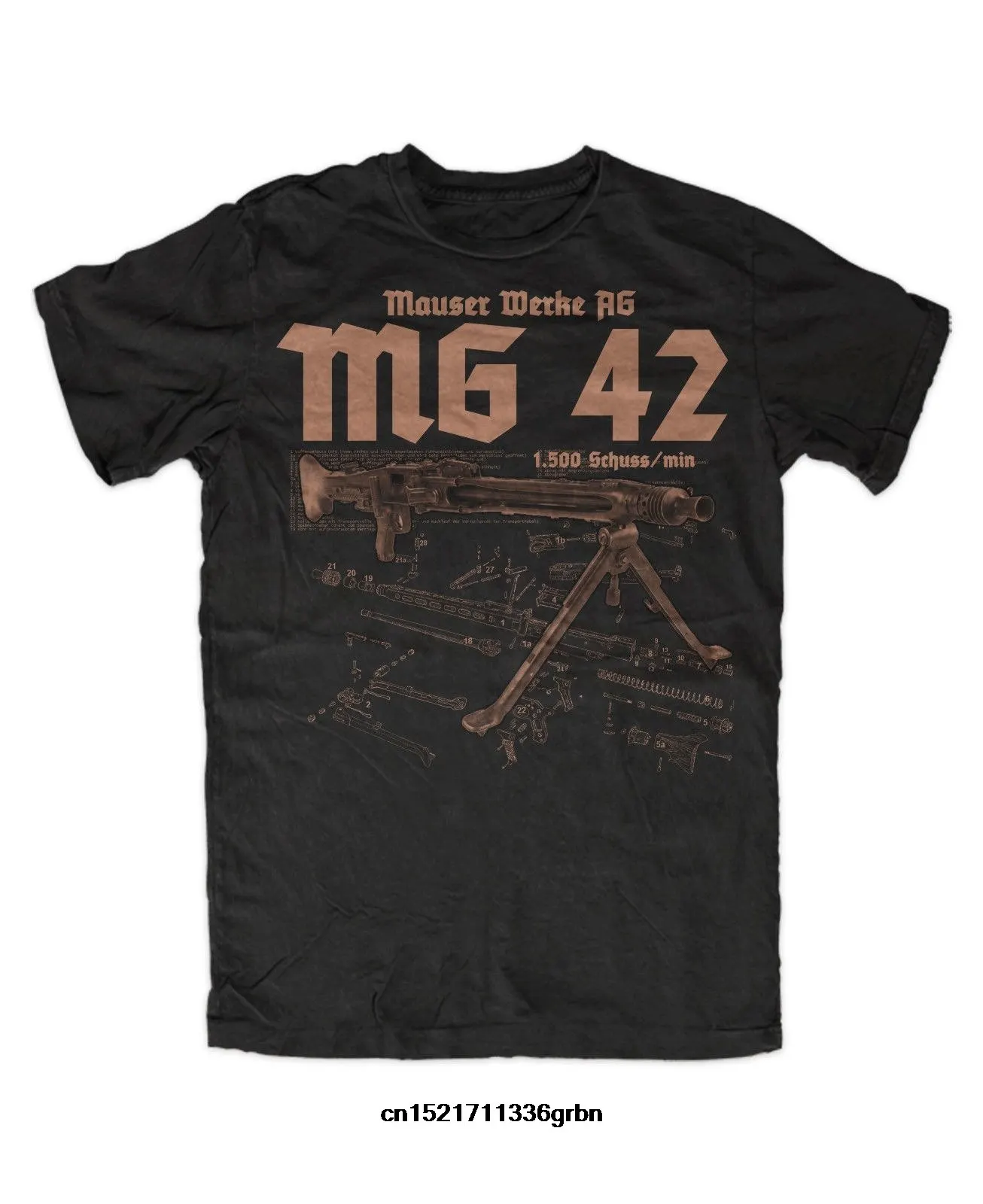 Купи Funny Wehrmacht MG42 Anatomy Printed T-Shirt. Summer Cotton Short Sleeve O-Neck Mens T Shirt New S-3XL за 505 рублей в магазине AliExpress