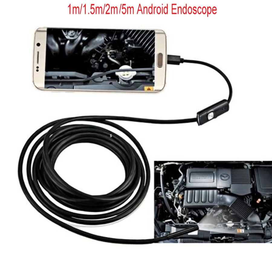 Водонепроницаемая камера-эндоскоп IP67 1 м 2 5 10 Полужесткий usb-эндоскоп с 6