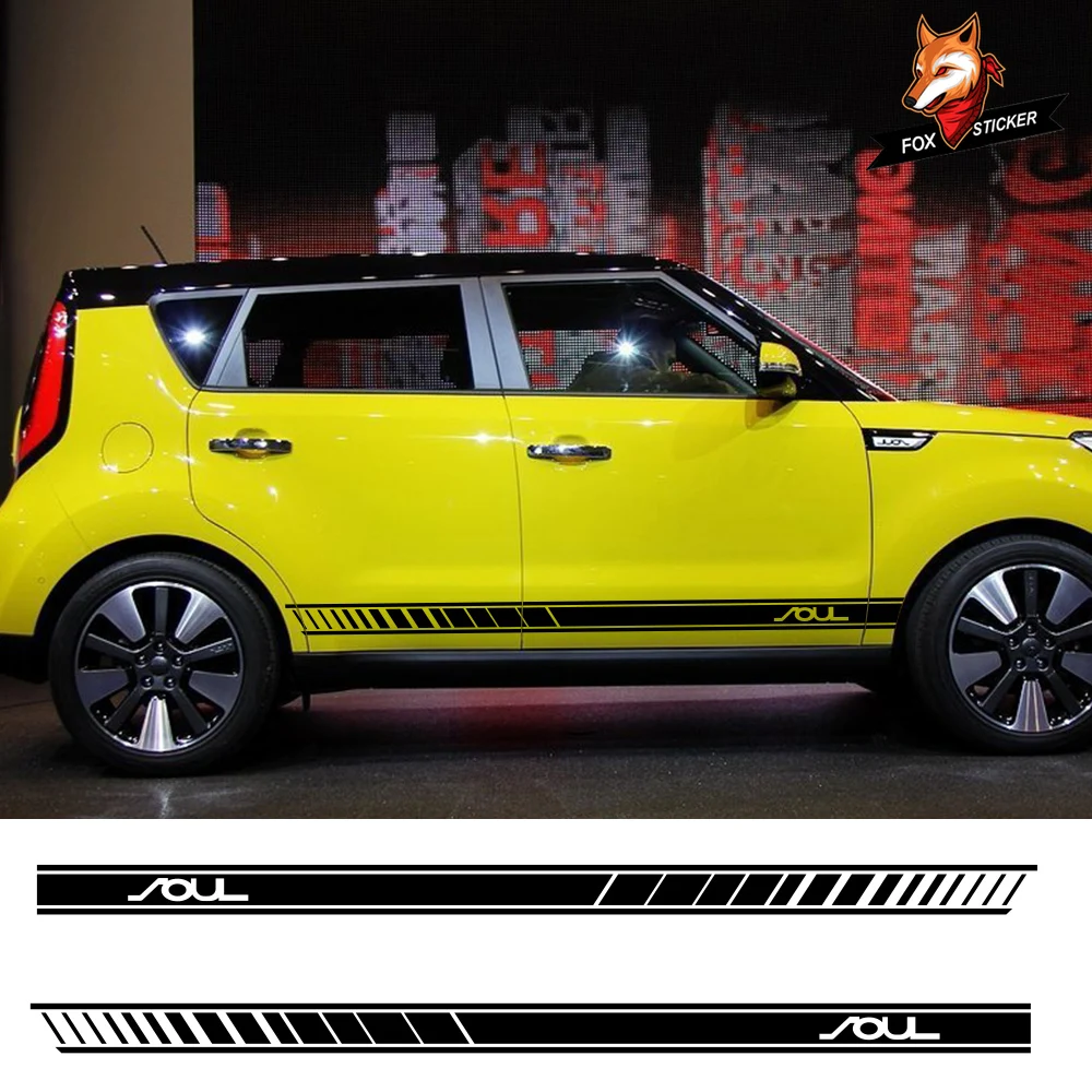 

2PCS Car Racing Stripes Stickers Auto Door Side Skirt Decor Captivating Stylish Vinyl Decal Car Accessories For Kia Soul