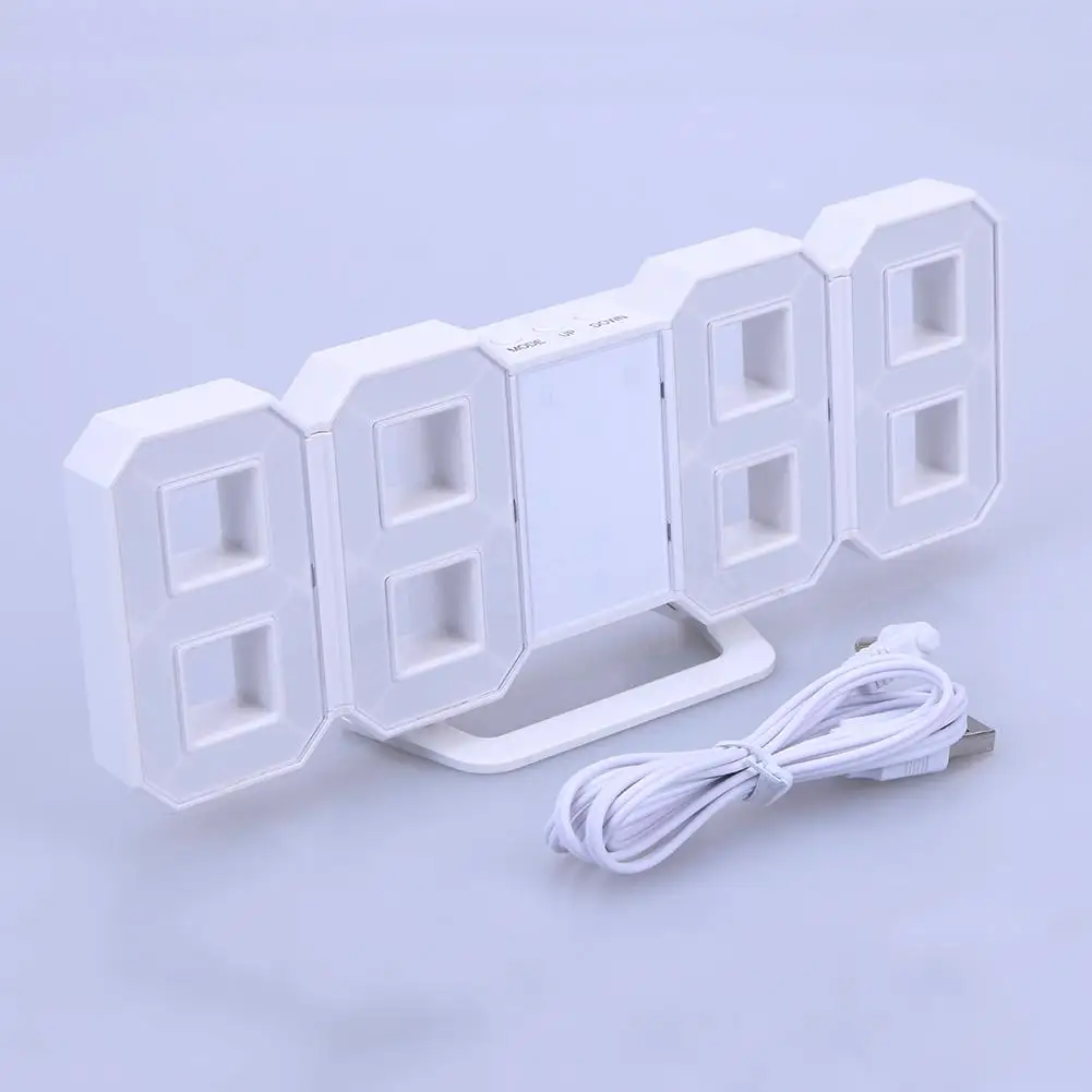 Digital 3D LED Table Clock USB Charging Built In Battery Desk Alarm Nightlight For Decor Snooze | Дом и сад