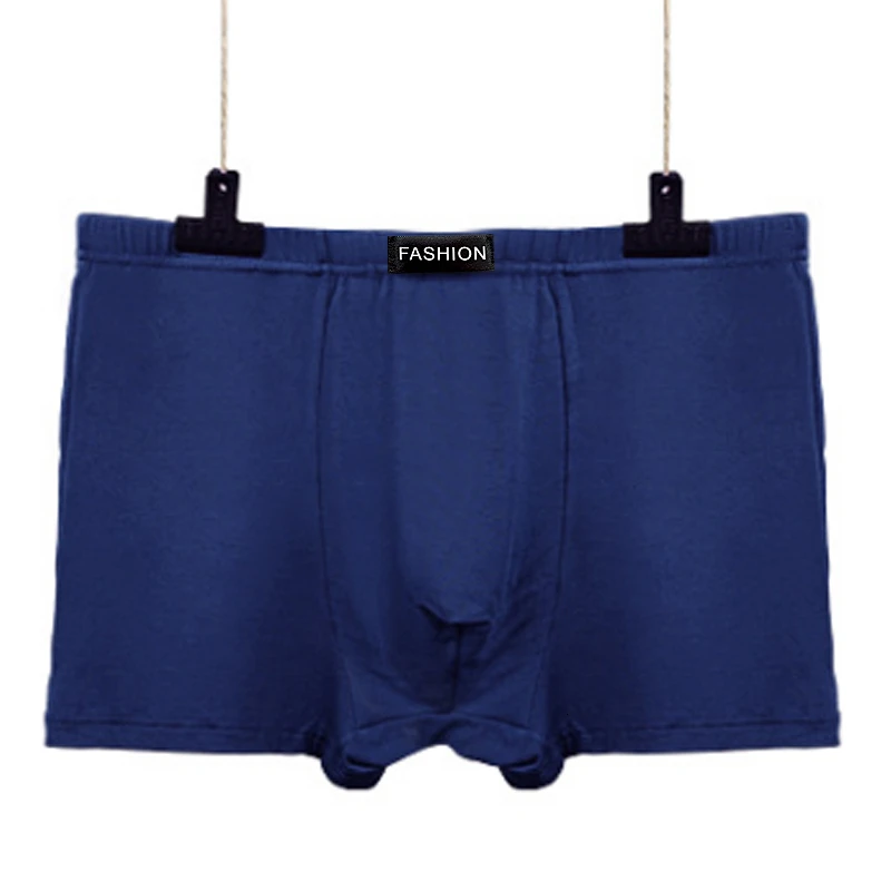 plus size blue Сексуальные мужские трусы-боксеры размера плюс,, мягкие дышащие мужские трусы-боксеры, мужское нижнее белье, удобные одноцветные трусы, трусы Cueca - Цвет: plus size blue