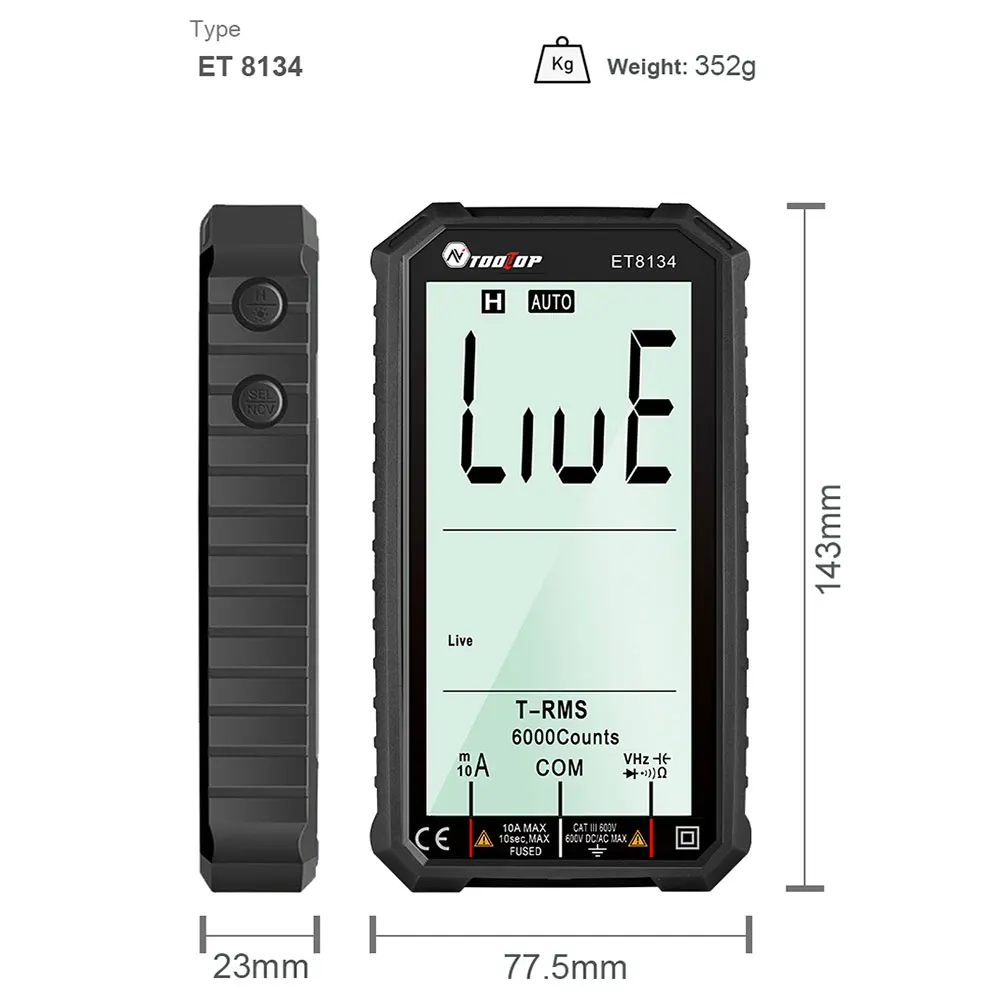 

New Generation 600V Smart Intelligent Phone Digital Multimeter Ohm Capacitance Hz AC DC NCV Advance Multimetro Tester