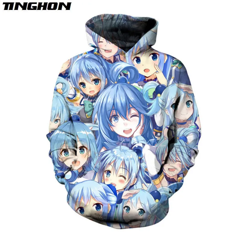 Новая толстовка с капюшоном в стиле аниме классная уличная Синяя принтом хип-хоп