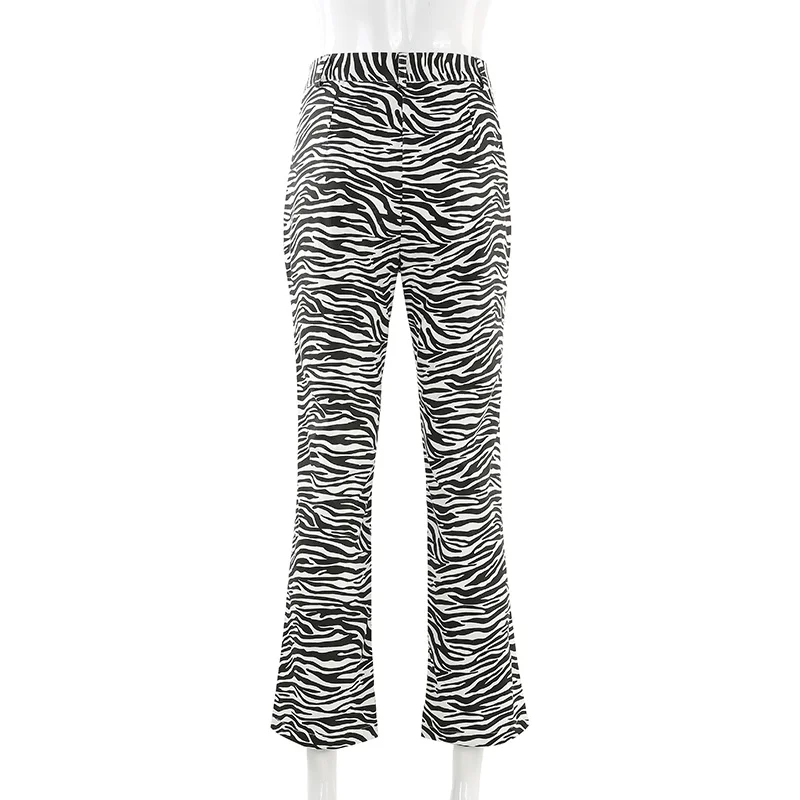 

Autumn Fashion Zebra Striped Straight Long Pants Women Casual Printed High Waisted Trousers Ladies Streetwear Joggers