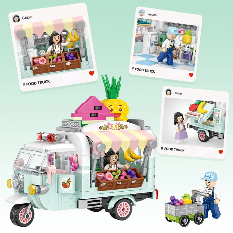 LOZ модель автомобиля в виде пончиков фруктов строительные блоки сборка сделай