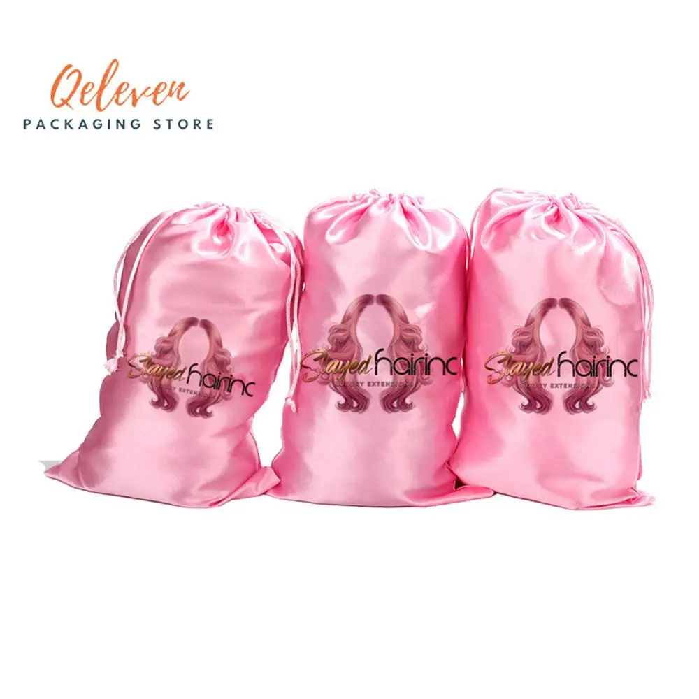 Набор для упаковки необработанных волос с логотипом на заказ атласные
