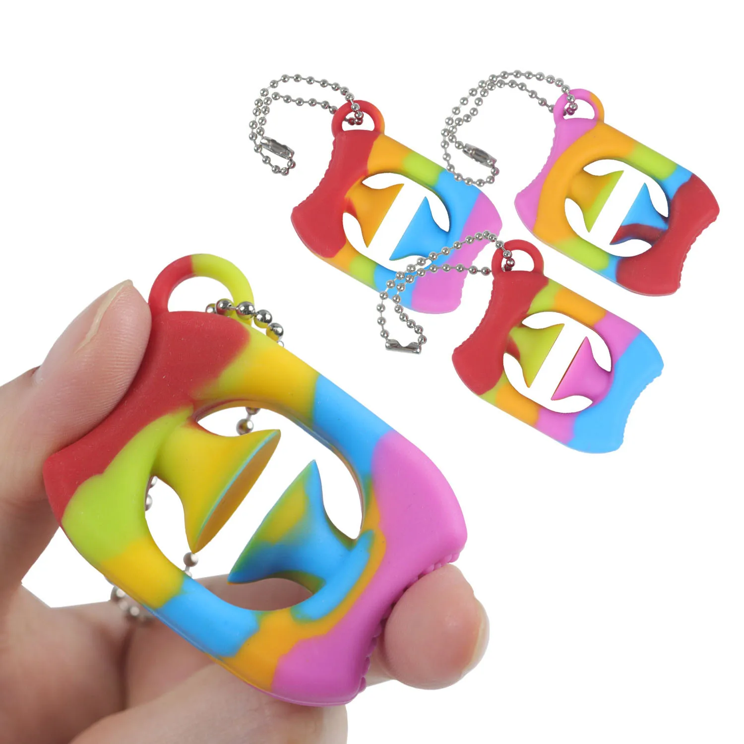 

Rainbow Mini Silicone Sports Grip Pressing Finger Suction Cup Keychain Finger Grip Ring Decompression