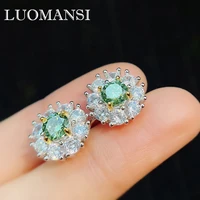 luomansi really 0 5ct 5mm green moissanite earrings passed diamond test s925 silver jewelry wedding party nostalgic gift