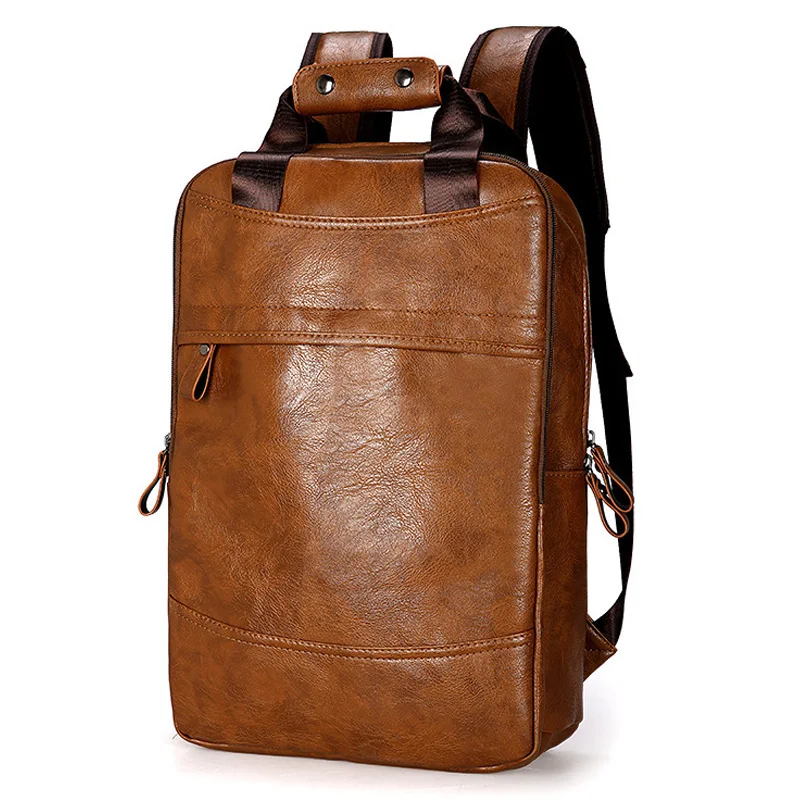 

Multifunctional Business PU Leather Backpack Casual Travel Back Pack Teenager Vintage Laptop Backpacks Waterproof Bags For Men