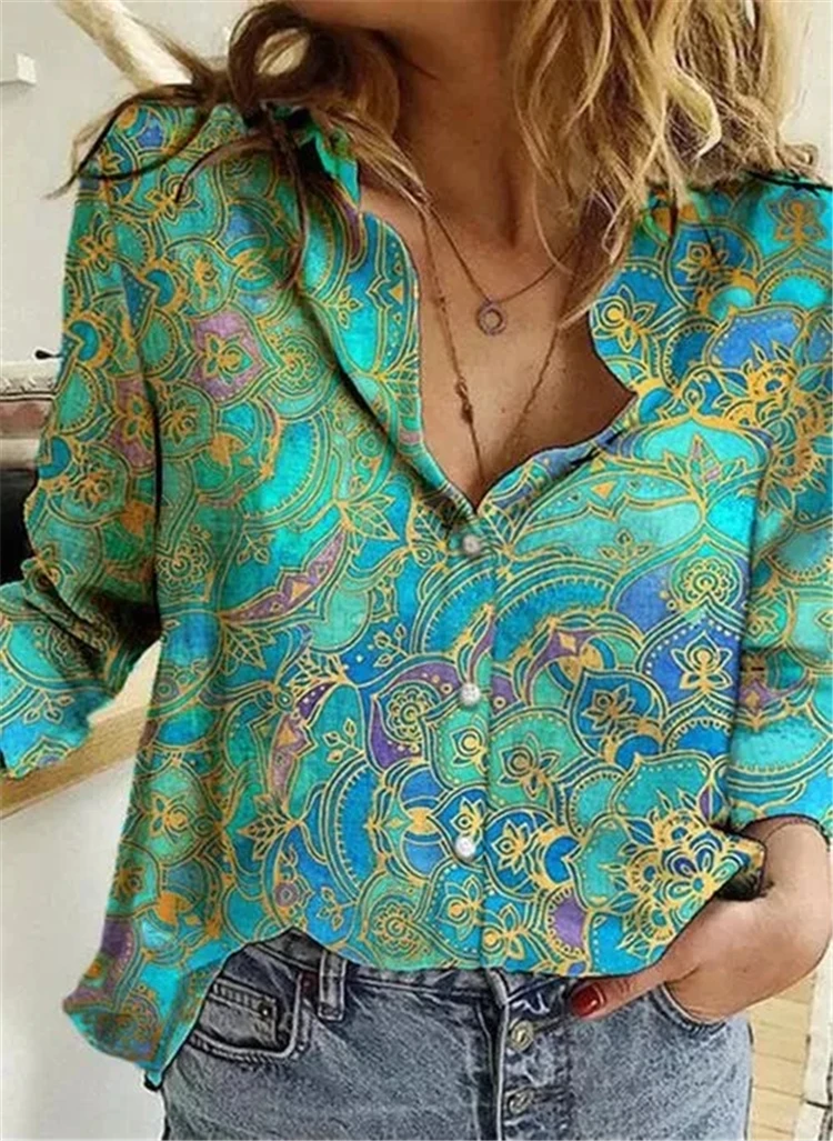 

Fashion Lapel Long Sleeve Shirt Women Casual Large Size Women Shirt