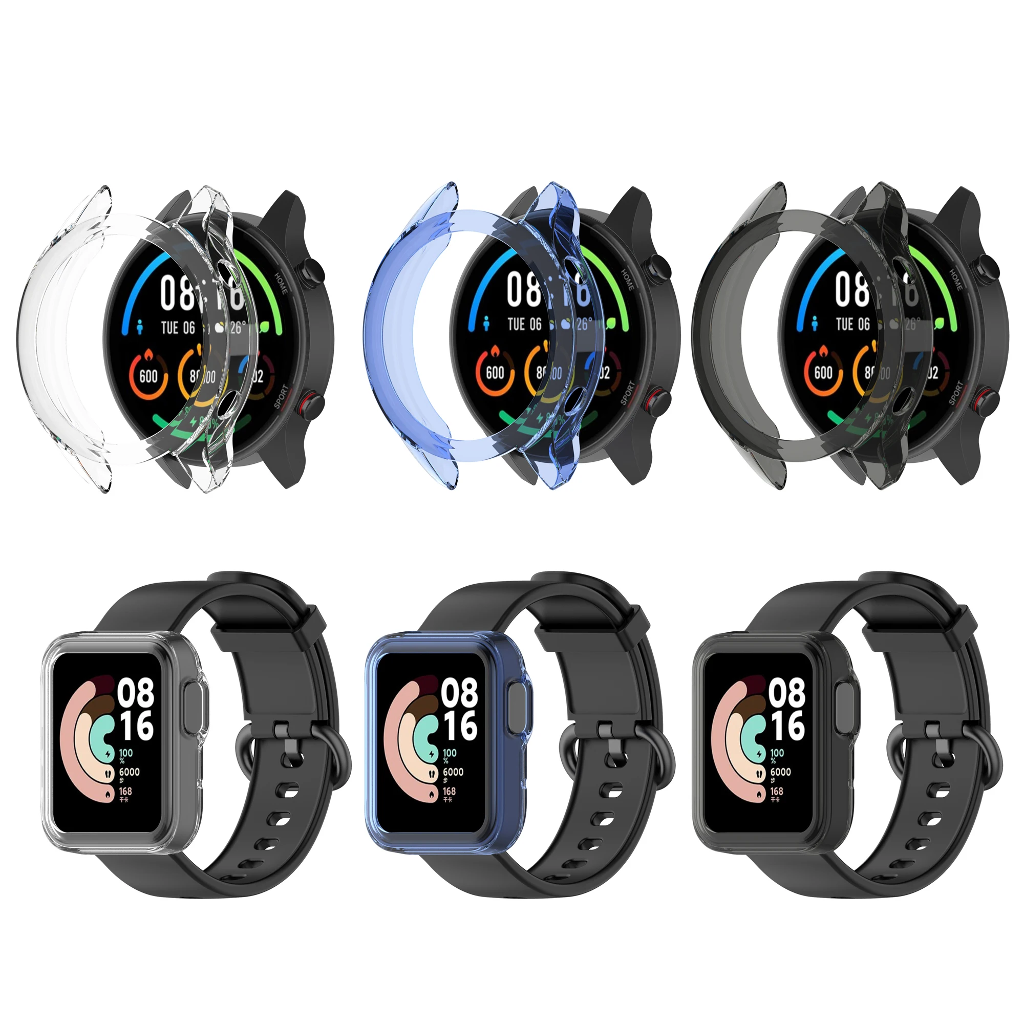 

Мягкий чехол из ТПУ с рамкой, Защитная пленка для экрана, чехол для Xiaomi Mi Watch Lite/Redmi, цветной спортивный защитный чехол-бампер