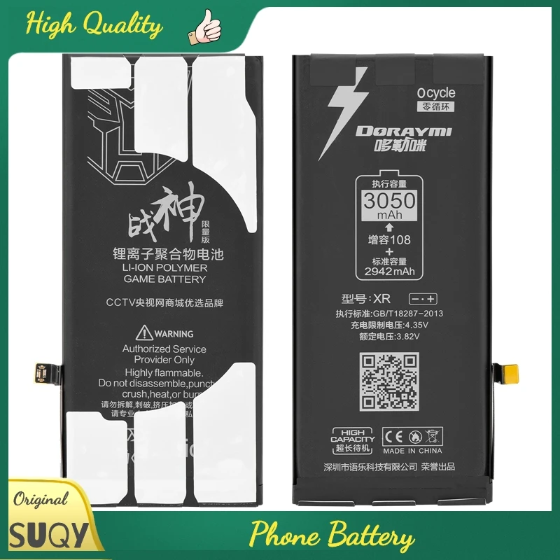 

Phone Battery for iphone XR High Capacity 3050mAh 0 Cycle Bateria for Apple XR Battery Replacement Batterie for XR Batteria