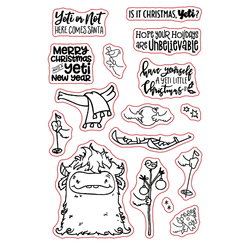 Рождественский прозрачный силиконовый штамп FXL Yeti печать для скрапбукинга