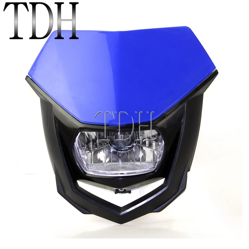 030 black blue Белый синий Enduro MX двойной спортивный головной свет универсальная головная лампа для Yamaha YZ85 YZ125 YZ250 YZ450 WR250 WR450 F FX TTR TT-R 230 - Цвет: 030 black blue