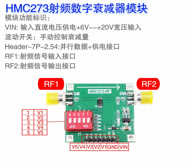 

HMC273 Digital Radio Frequency Attenuator Module 0.7-3.8GHz Parallel Communication 1dB Step 31dB Attenuation Value
