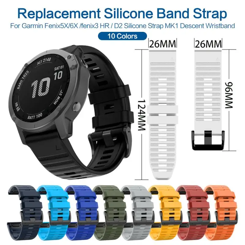 

26mm Quick Fit Watchband For Garmin Fenix 6X 5X 5X plus 3 3HR 3S Quaitx3 D2 bravo Enduro Silicone Easyfit Wrist Band Accessories