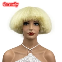 onemily short straight fluffy heat resistant synthetic hair wigs for women girls with bangs theme party out fun mushroom shape