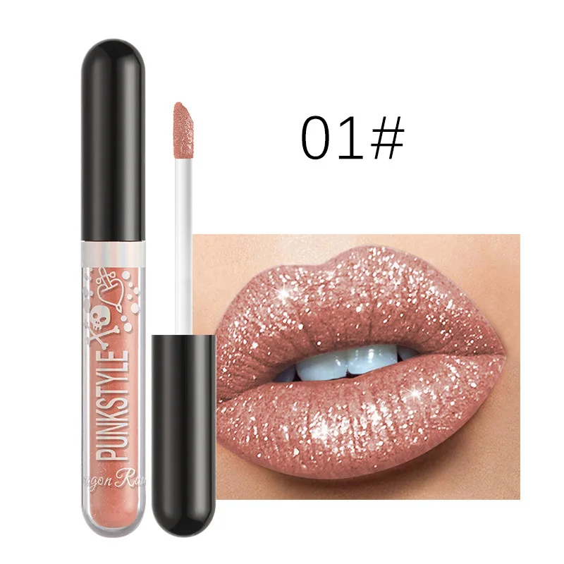 

12 Color Matte Blue Purple Pink Shiny Lip Gloss Diamond Waterproof Long Lasting Waterproof Pearl Lipgloss Women Lip Makeup