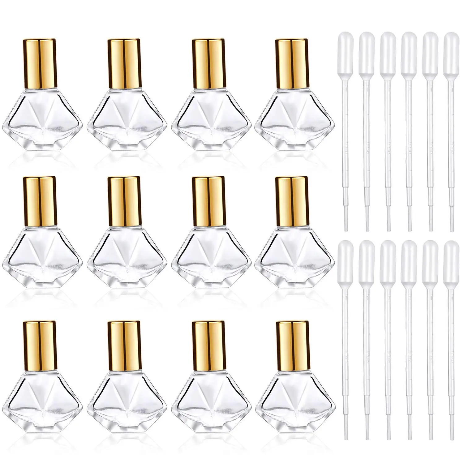 Прозрачные бутылки с роликами для эфирных масел, 12 шт., 8 мл