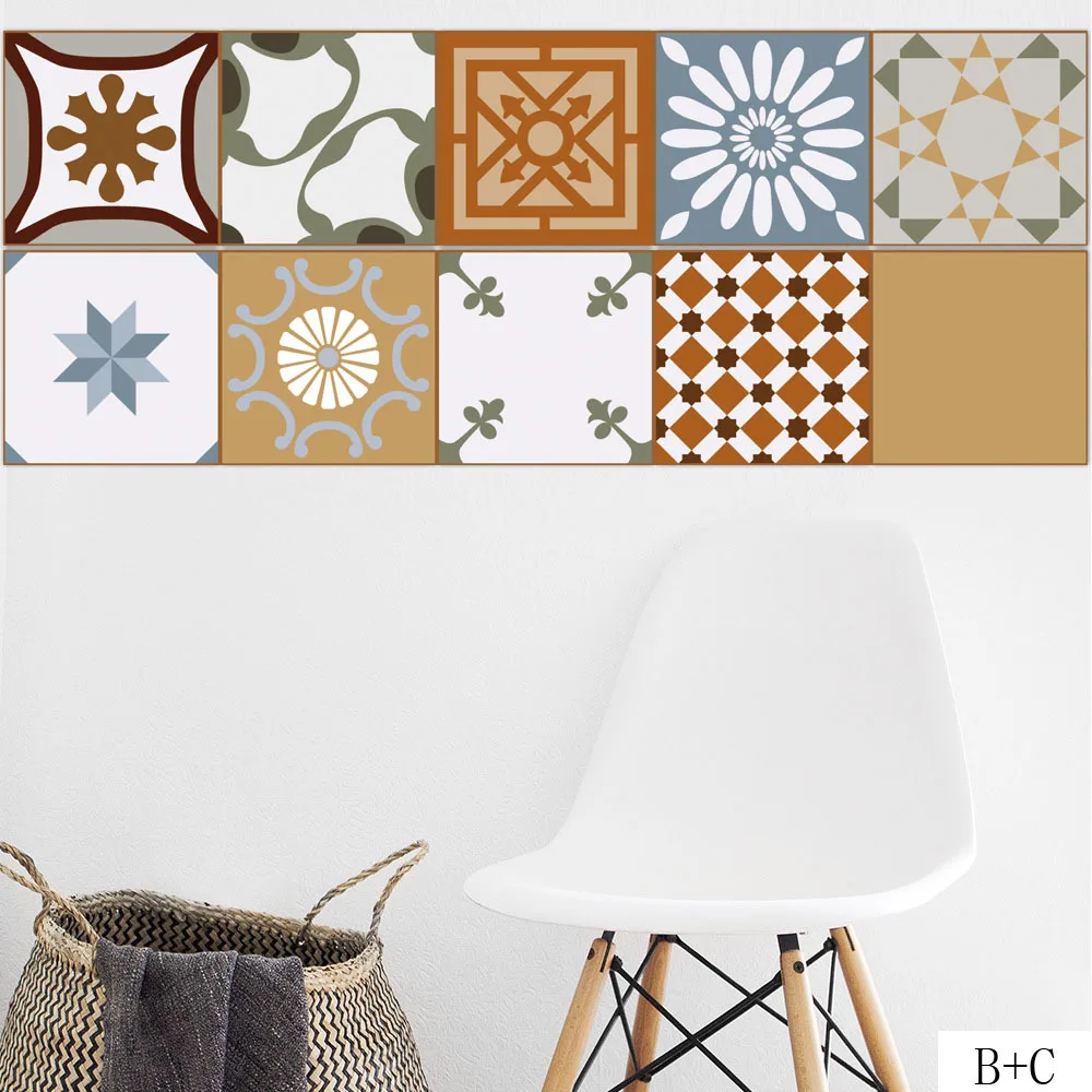 Baroque Style Tile Sticker Retro Pattern Wall Stickers Home Living Room Bedroom Kitchen Decoration | Дом и сад