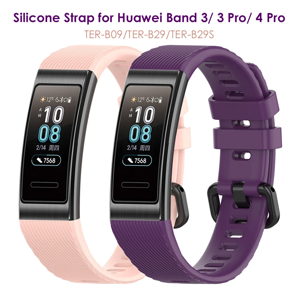 

Wrist Bracelet for Huawei Band 3 Strap Silicone Band 4 Pro Sports Bands Replacement Wristband Accessories Purple Pink Rubber