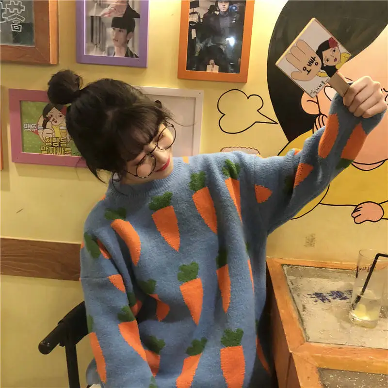 Woherb женский Kawaii Ulzzang свободный Женский пуловер корейский Панк негабаритный милый Harajuku одежда для женщин 90777