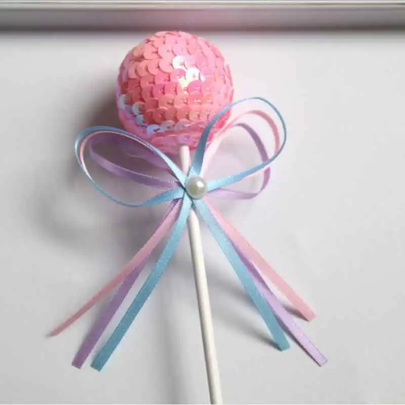 Розовый синий блестящий шар бант лента Топпер для торта на день рождения кекс