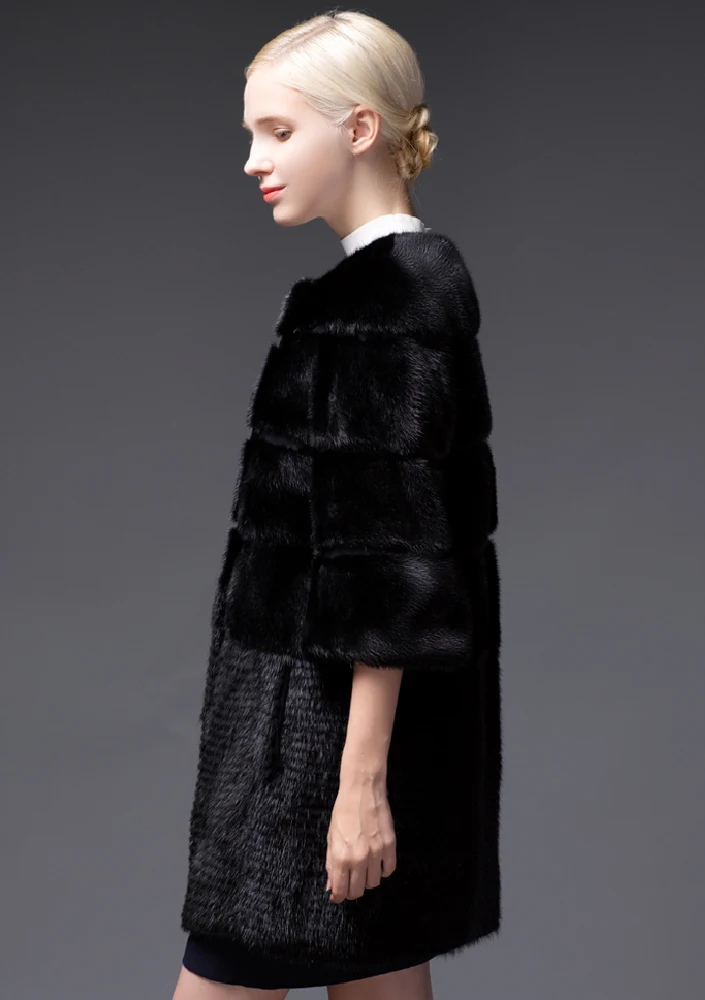 

imported velvet mink collarless women's coat