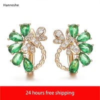 hanreshe stud earring party wedding gothic jewelry aaa cubic zirconia blue green crystal statement cute earrings women gift