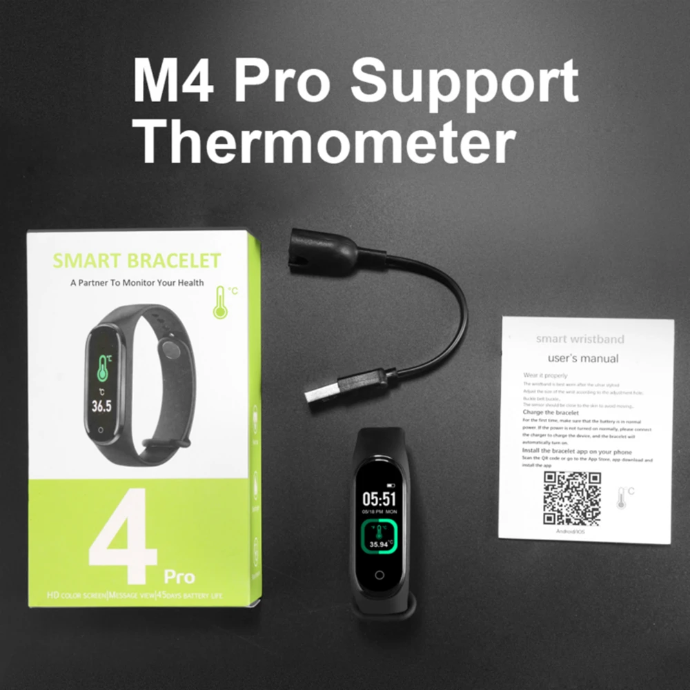 M4 Pro смарт браслет с фитнес трекером пульсометр кровяное давление Спортивный