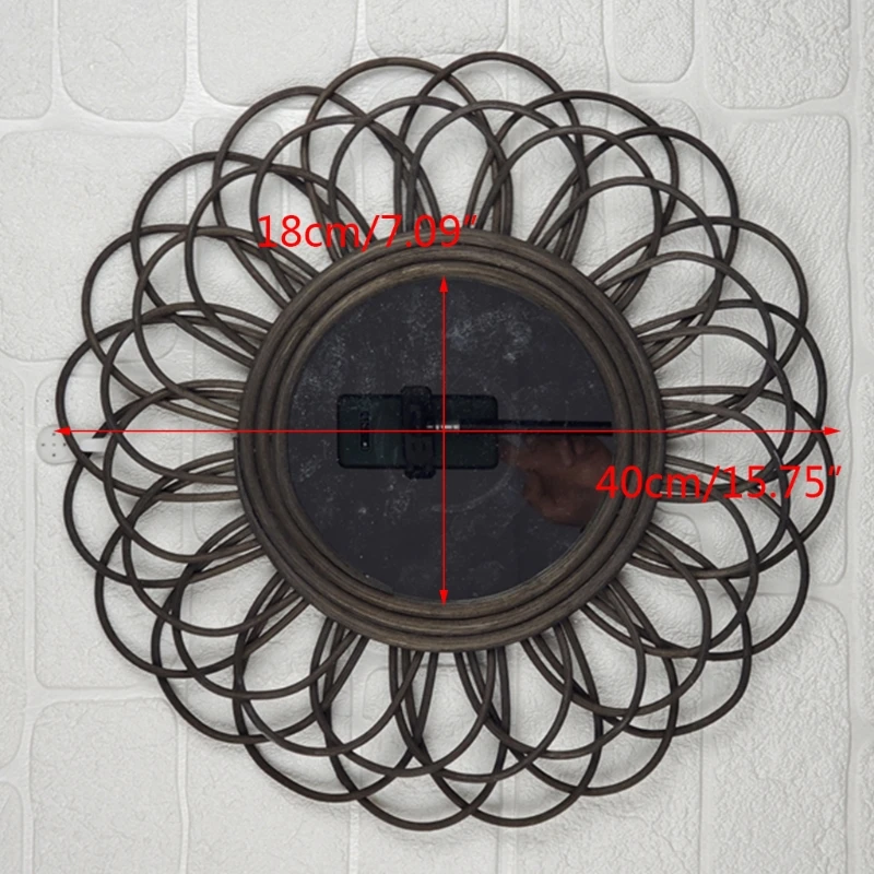 

40cm Rattan Dressing Mirror Innovative Art Decor Round Makeup Mirrors Bathroom Bedroom Wall Hanging Mirror Photo Props