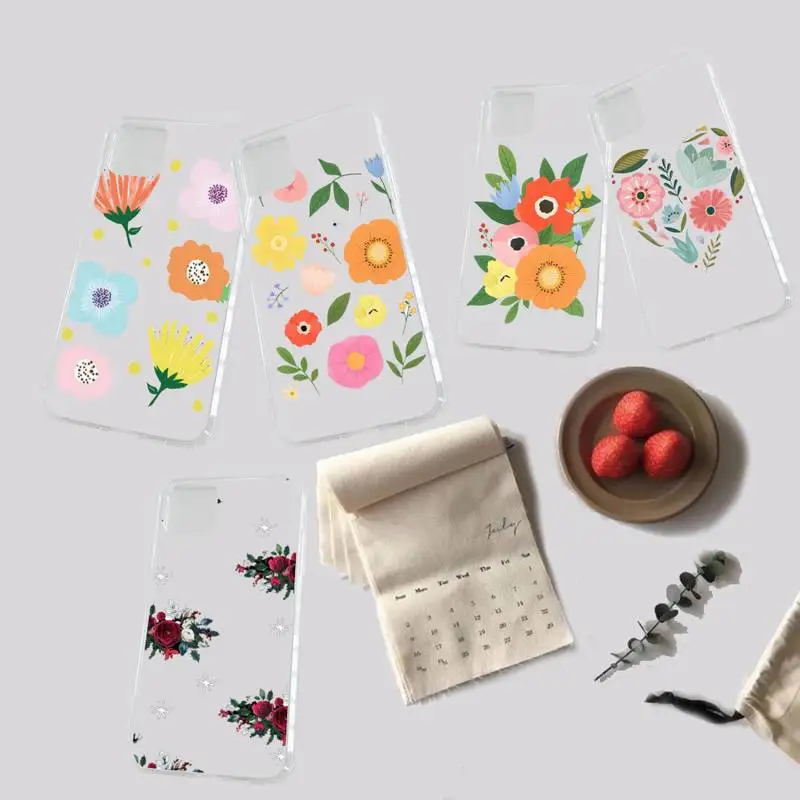 

Pretty Flowerart pattern Phone Case Transparent for iPhone 7 8 11 12 13 s mini pro X XS XR MAX Plus shell cover coque