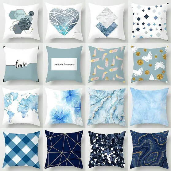 Синие наволочки в скандинавском стиле 18 дюймов домашний декор на диванные