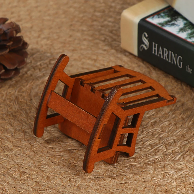 

1/12 Wooden Mini Dollhouse Rocking Chair Model Toy DIY Miniature Accessory