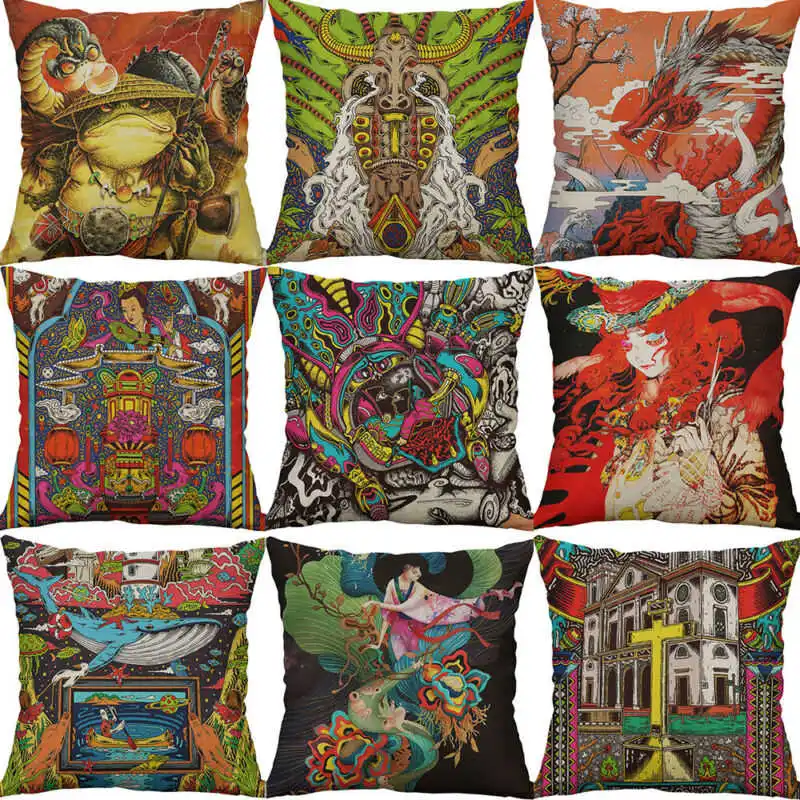 Чехол из льна и хлопка для девочек домашний декор Мультяшные подушки строение