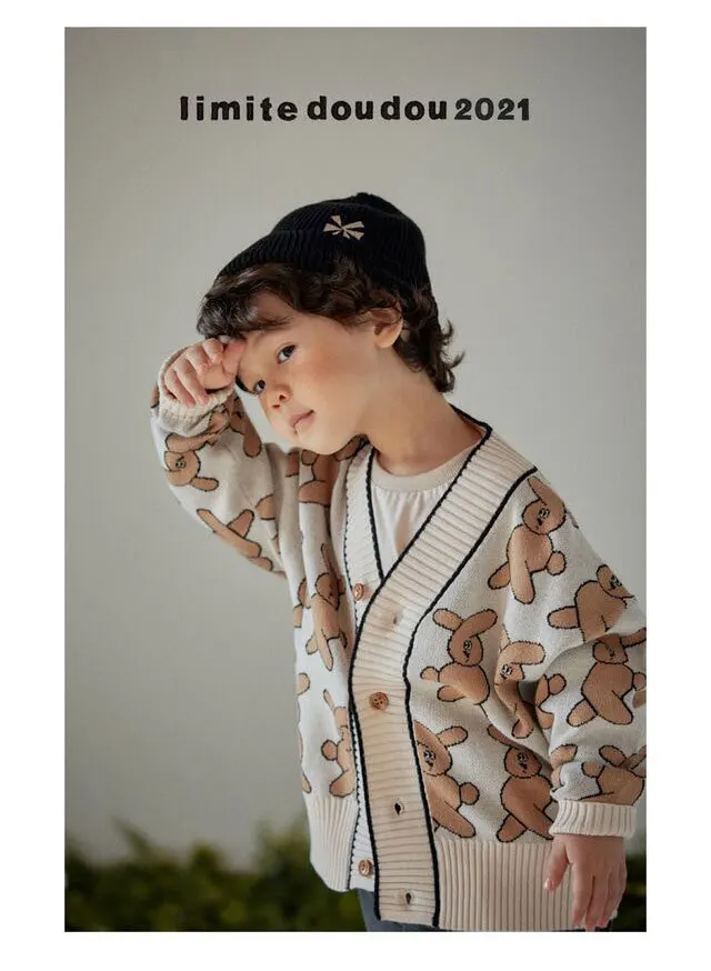 

2021 New Spring Kids LD Brand Sweaters for Boys Girls Cute Fashion Knit Cardigan Baby Toddler Child Cotton Outwear Clothes