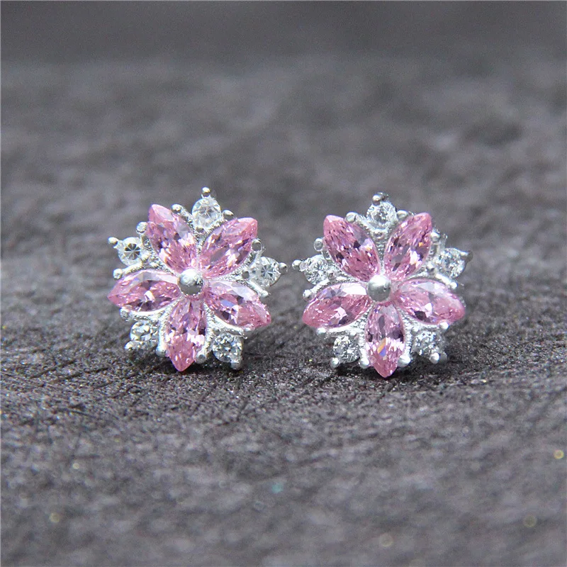 Женские серьги гвоздики Buyee 100% Стерлинговое Серебро 925 пробы в виде цветка с