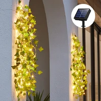 5m10m solar led light outdoor artificial plant creeper green leaf vine string lights garden patio decor navidad new year 2022