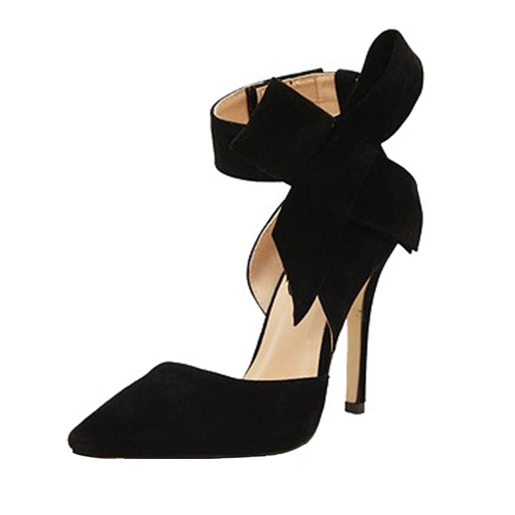 1 пара Босоножки с ремешком на щиколотке большим бантом и острым носком Вечерние