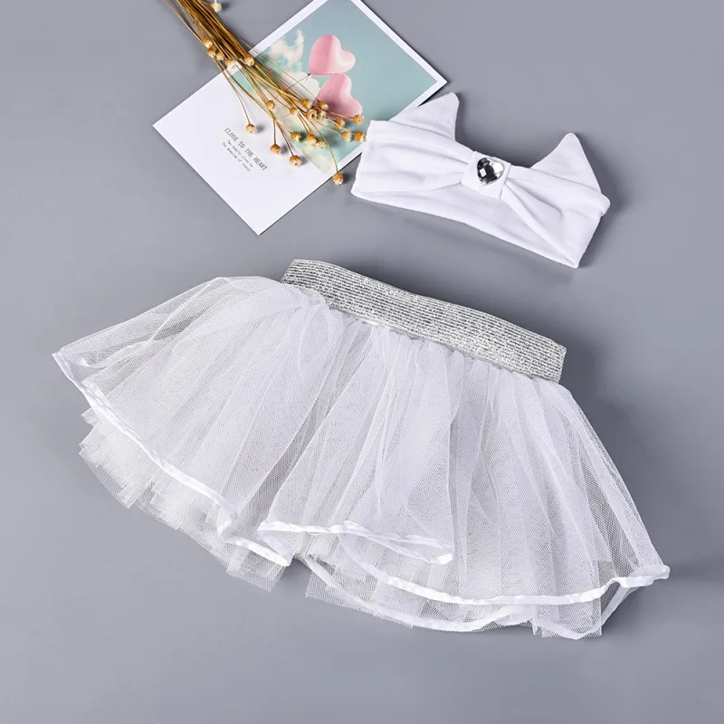 Детская юбка-пачка в горошек с повязкой на голову | одежда и обувь