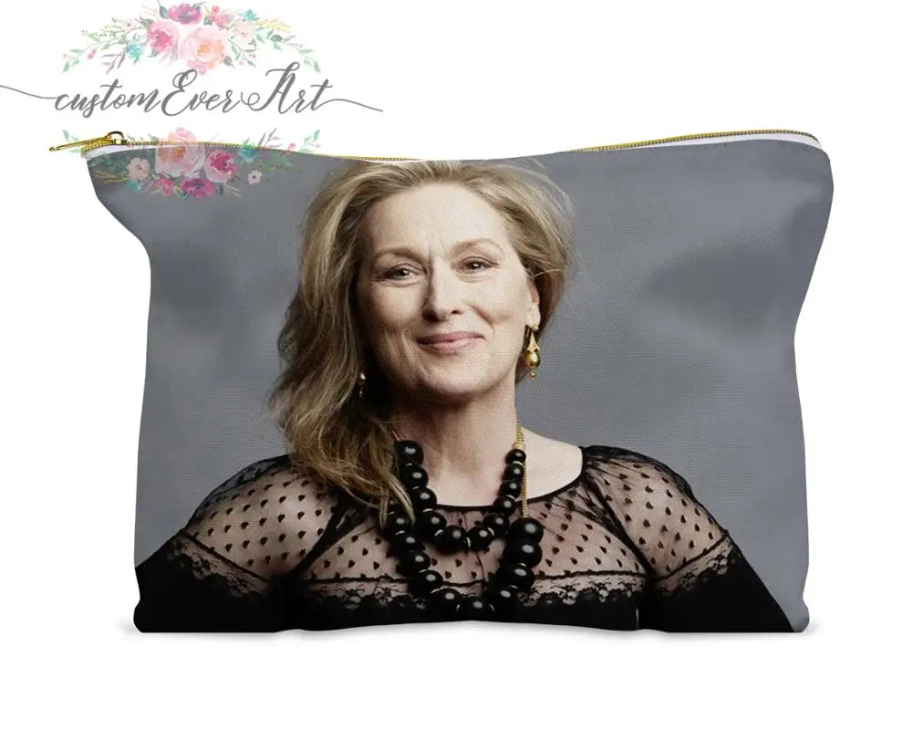 Meryl Streep косметичка Персонализированная маленькая косметичка Забавный органайзер для макияжа туалетный мешок сумка на молнии
