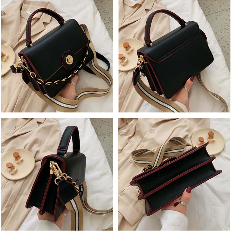 Кожаная маленькая сумка мессенджер с замком 2020 Роскошные винтажные сумки