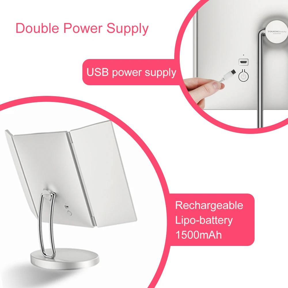 TOUCHBeauty зеркало для макияжа, 1X 2X 3X 7X увеличительное зеркало, косметическое зеркало с сенсорным выключателем, 34 светодиодный светильник трехкратное зеркало