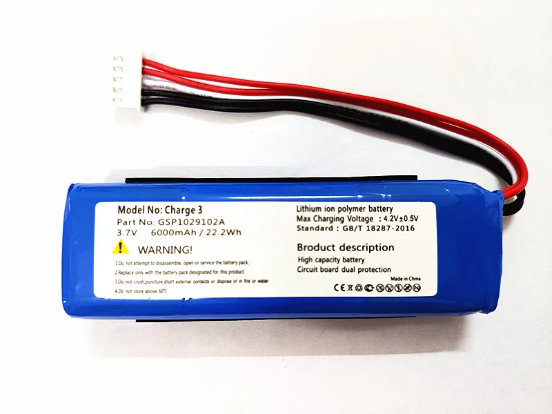 100% High quality Replacement Battery 3.7V 6000mAh Charge 3 GSP1029102A for JBL CS-JML330SL | Электроника